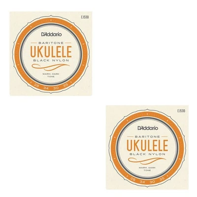 D'Addario Ukulele Strings 2 Sets Black Nylon EJ53B Uke Baritone - Image 1 of 4
