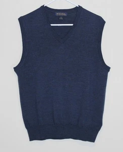 Brooks Brothers Sweater Vest Italian Merino Wool Dark Blue V-Neck Men's Medium - Picture 1 of 5