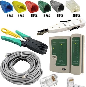 40m RJ45 Cable de red Ethernet Probador Boot Conector Engarce Herramienta de perforación - Imagen 1 de 11