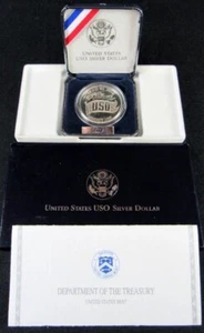 1991 United States USO Comemmorative Silver Dollar MIB. COA - Picture 1 of 4