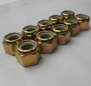 Nylon Lock Hex Nut 1/2"-13 Coarse Thread " 10 Nuts " Grade 8 Zinc 1/2-13 - Picture 1 of 4