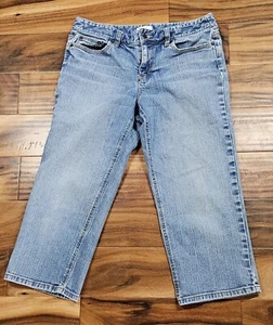 Ann Taylor Loft Womens Light Wash 5 Pocket Stretch Crop Denim Jean Capris 8 - Picture 1 of 8