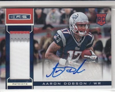 AARON DOBSON 2013 Panini R&S Rookie Jersey Auto Team Logo Platinum 4/5 Patriots - Image 1 of 2