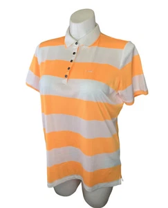 NWT Lauren Ralph Lauren Active Golf Polo Top 1X XL Orange White Stripes New $74 - Picture 1 of 7