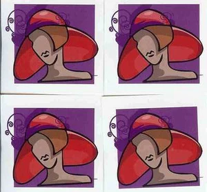 8 adesivi Red Hat Lady con supporto trasparente / carte / album di ritagli / artigianato / misura 2" - Foto 1 di 2