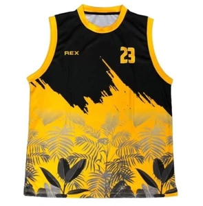 Yellow Black Tropical Basketball Jersey #23 - Picture 1 of 2