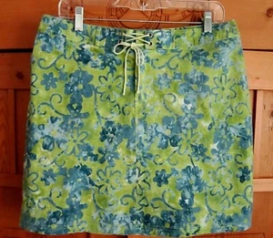 OJAI Mini Skirt Lime Green Blue Flowers 12 - Picture 1 of 8