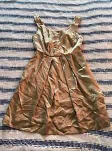 Banana Republic 4 Petite Dress Sleeveless Silk Gold Wedding Cocktail Pleated - Picture 1 of 6