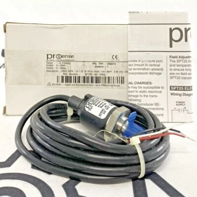 Prosense SPT25-20-V30A Press XMTR -14.7 To 30 PSI 4-20mA 6.6ft Cable USA - Image 1 of 4