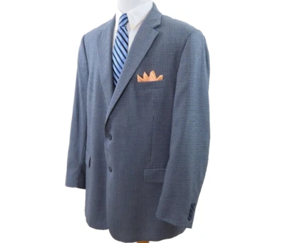 Jos.A.Bank Travelers Wool Blue Mini-Checks Blazer Jacket Sport Coat 50 L Big Man - Image 1 of 4