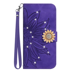 Hot Diamond Sunflower Flip Card Wallet Stand Phone Case For Xiaomi OPPO MOTO ZTE - Picture 1 of 11