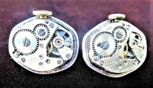 VINTAGE 1960'S MODERNIST STERLING SILVER CLOCKWORK CUFFLINKS BY HELBROS - Picture 1 of 3