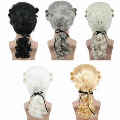 Peluca Colonial Juez Hombre Peluca Onda Larga Disfraz Halloween Anime Juegos con disfraces Peluca Rizada Foto 1 de 4