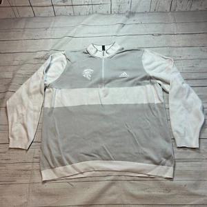 Adidas Sweater Gray White 1/4 Zip Pullover Spartans Men's Size XL - Picture 1 of 11