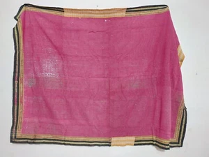 Vintage Kantha Throw Quilt Fine Stitch Reversible Patchwork Twin Kantha Blanket - Picture 1 of 3