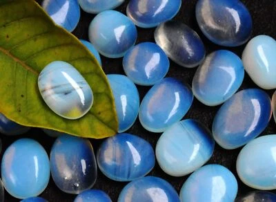 8 To 10 Cts Each Australian Blue Opal Oval Cab Certified 50 Pcs Gemstone Lot - Image 1 of 4