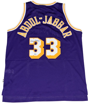 KAREEM ABDUL-JABBAR SIGNED LOS ANGELES LAKERS #33 ADIDAS SWINGMAN JERSEY BECKETT - Image 1 of 2