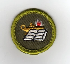 Reading Merit Badge, Type F Rolled Edge Khaki Twill (1961-68), Mint! - Picture 1 of 1