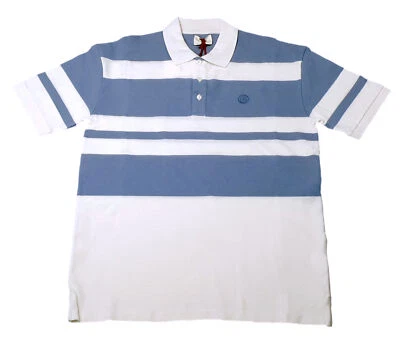 Camisa Polo de Algodón Orgánico a Rayas Azules/Hueso para Hombres de Bally 6303076 Talla S PVP $320 Foto 1 de 4
