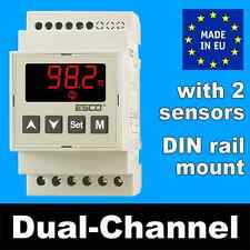 DIN RAIL Differential Temperature Controller Dual channel THERMOSTAT 2 IN +2 OUT