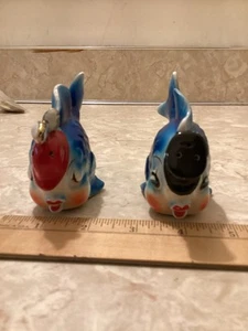 vintage (PY) ? anthropomorphic japan Mr & Mrs. Fish Salt And Pepper Shakers  - Picture 1 of 11