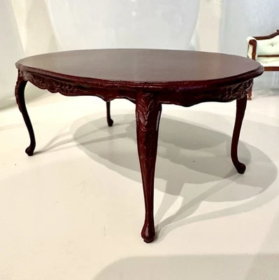 Dollhouse Miniature Bespaq Dining Room Table Mahogany Finish 1:12 - Image 1 of 4