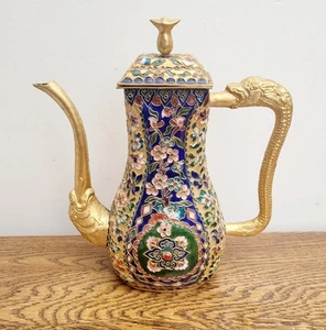 Cafetera decorativa Cloisonne esmaltada con mango de caño de dragón - Imagen 1 de 10
