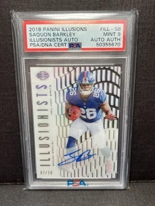Saquon Barkley Auto Rookie 2018 Panini Illusions Illusionist Gold /10 PSA 9 MT - Picture 1 of 3