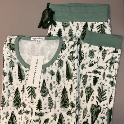 NWT Thread 4 Thought Organic Cotton Christmas Pajama Set Adult XL Evergreen - Image 1 of 4
