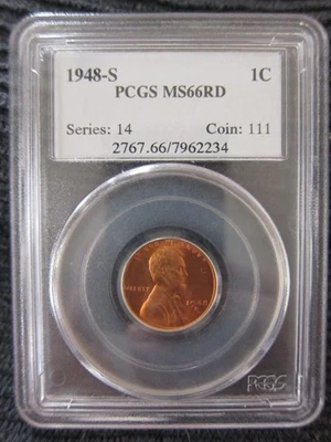 1948-S PCGS Lincoln wheat Cent MS66RD RED 1c penny  Ripe color!! - Image 1 of 4