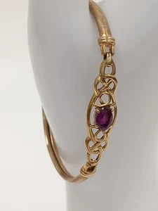 Scrap Tested 9ct Gold Amethyst Bangle- Spares/Repair Scrap 5.78 GRAMS - Picture 1 of 8