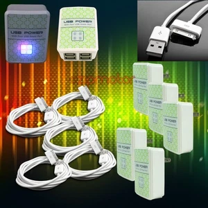 5X 4 USB PORT POWER ADAPTER+6FT CABLE CHARGER DATA WHITE IPHONE IPOD TOUCH IPAD - Photo 1/1