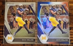 Nico Collins 2021 Prizm Draft Base/Red White & Blue Lot ×2 Michigan Wolverines - Picture 1 of 2