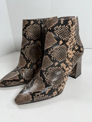 Vince Camuto CAMMEN POINTED TOE BOOTIE IN TAN BLACK SNAKE PRINT LEATHER Size 8.5 - Image 1 of 4