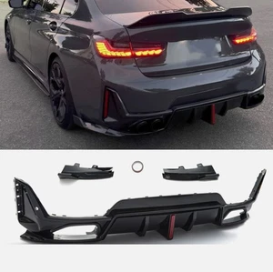 Gloss Black LED Rear Diffuser For 2023-2025 BMW 3 Series 330i M340i G20 M Sport - Picture 1 of 8