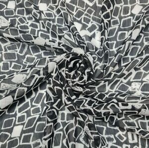 Crinckled Chiffon Fabric Black And White printed 55" Wide Sold By Metre