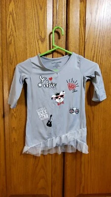 Bobby Brooks Niñas Talla Mediana 7/8, Gris, Encaje Alrededor de la Parte Inferior Mangas 3/4 Foto 1 de 3