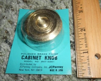 1 NOS Vintage Mid Century 1.5 Polished Brass Drawer Knob Cabinet Pull Japan MCM - Image 1 of 4