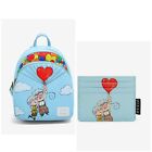 Loungefly Disney UP Hearts Balloons CARL ELLIE Mini Backpack & Cardholder - NWT