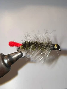 1 Dozen Bead Head Olive Woolly Worm Fishing Flys - Picture 1 of 1