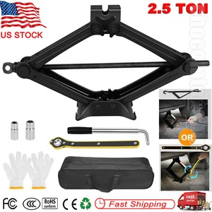 2.5Ton Scissor Jack Handle Crank or Wheel Lug Wrench Tool Kit Car Garage Tire - Picture 1 of 32