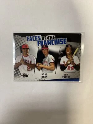 2019 Topps Faces of the Franchise Black 112/299 Mike Trout Rod Carew Nolan Ryan - Image 1 of 4