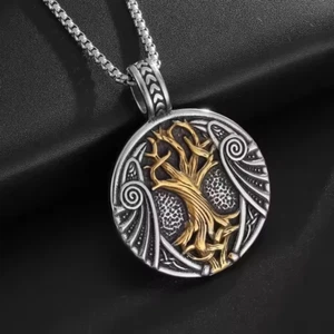 Lebensbaum Amulett Anhänger mit Halskette Wikinger Kelten Nordland Schmuck Thor - Bild 1 von 4