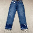 Hudson Jeans Womens 26 High Rise Zoeey Straight Crop Blue Medium Wash Raw Hem