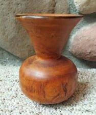 VTG Rustic Hand Turned Solid Wood Burl Vase Artisan Tooled Flared Art 5 X 3.5