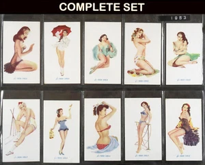 ALLMAN PIN UP GIRLS MEN ONLY CIGARETTE CARD 1953 COMPLETE SET 12 GOOD CONDITION - Picture 1 of 4