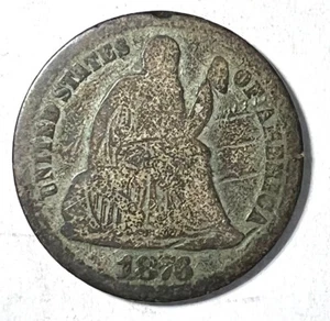 1876 CC Seated Liberty Dime - rare - Free Shipping - Picture 1 of 4