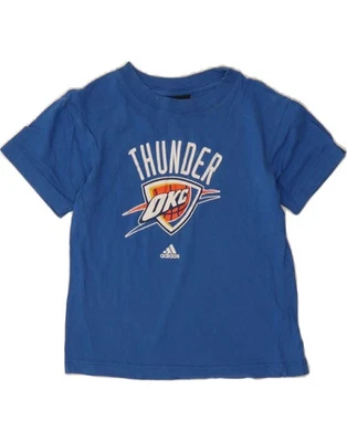 ADIDAS Boys Graphic T-Shirt Top 6-7 Years Large Blue Cotton BN03 - Image 1 of 3