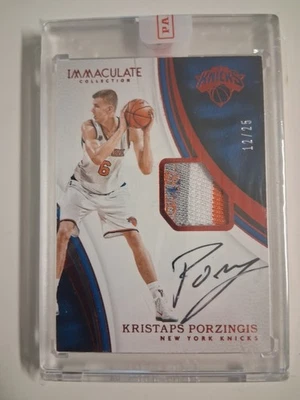 2016-17 Kristaps Porzingis Immaculate Patch Autograph Red - Image 1 of 2