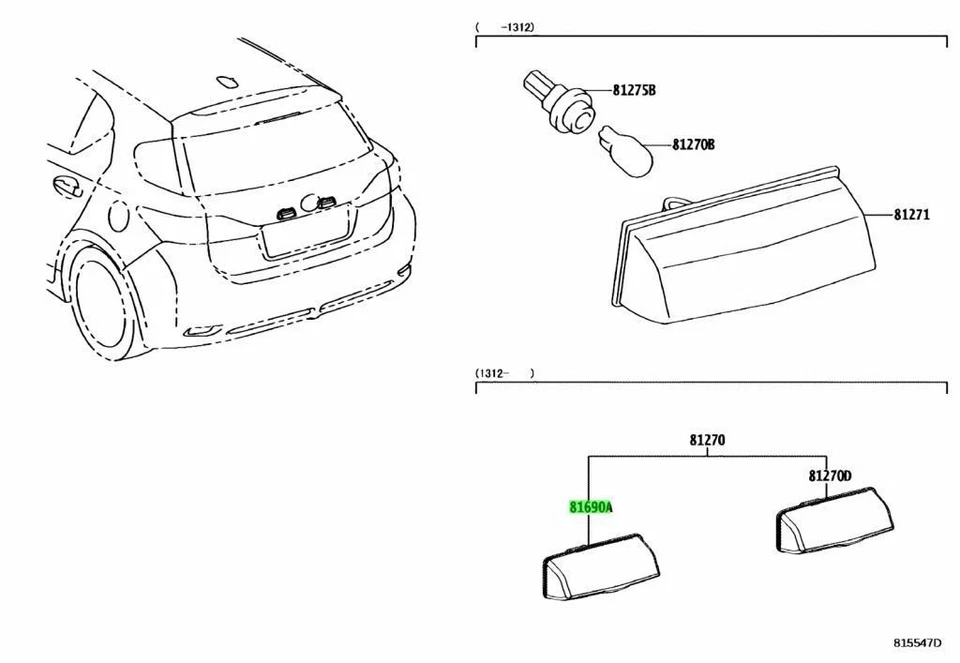 Genuine Lexus License Plate Lamp Assy Fits CT200h NX200 NX200t NX300h RX200t - Image 1 of 1